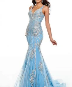 Rachel Allan Prom - 7103 Beaded V-Neck Mermaid Dress