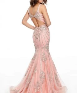 Rachel Allan Prom - 7103 Beaded V-Neck Mermaid Dress