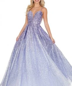 Formal Gowns Rachel Allan Prom - 7107 Sequined Plunging Sweetheart Ballgown
