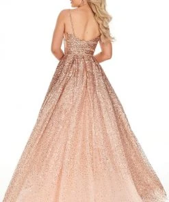 Formal Gowns Rachel Allan Prom - 7107 Sequined Plunging Sweetheart Ballgown