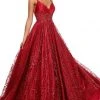 Rachel Allan Prom - 7111 Glitter Tulle Deep V-Neck Ballgown Formal Gowns