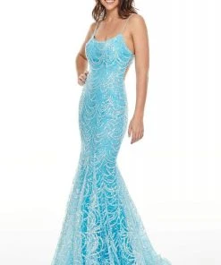 Formal Gowns Rachel Allan Prom - 7112 Scoop Sequined Trumpet Dress