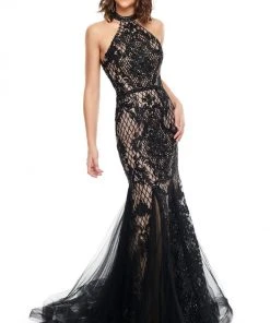 Rachel Allan Prom - 7123 Bedazzled High Halter Mermaid Dress