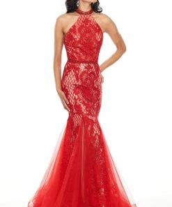 Rachel Allan Prom - 7123 Bedazzled High Halter Mermaid Dress