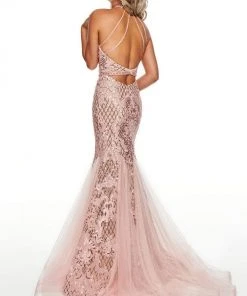 Rachel Allan Prom - 7123 Bedazzled High Halter Mermaid Dress