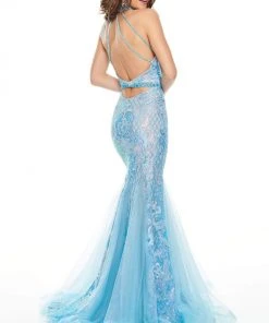 Rachel Allan Prom - 7123 Bedazzled High Halter Mermaid Dress