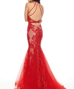 Rachel Allan Prom - 7123 Bedazzled High Halter Mermaid Dress
