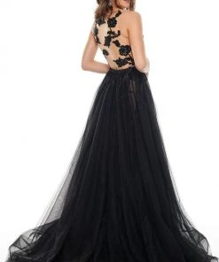 Rachel Allan Prom - 7130 Sexy V-Neck Sequin Sheer Back A-Line Dress