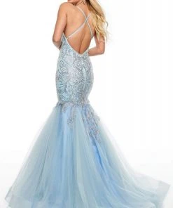 Formal Gowns Rachel Allan Prom - 7132 Scoop Neck Stone-Accented Trumpet Dress