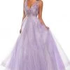 Formal Gowns Rachel Allan Prom - 7136 V-Neckline Embellished Bodice A-Line Dress