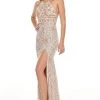 Rachel Allan Prom - 7138 Beaded Tulle Halter Sheath Dress Formal Gowns