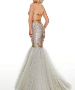 Rachel Allan Prom - 7142 Embellished Halter Tulle Mermaid Dress Formal Gowns