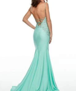 Rachel Allan Prom - 7144 Beaded V-Neck Jersey Mermaid Dress 6 Rachel Allan Prom - 7144 Beaded V-Neck Jersey Mermaid Dress