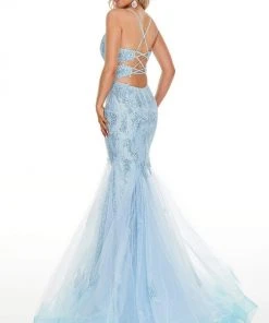 Rachel Allan Prom - 7150 Lace Deep V-Neck Mermaid Dress Formal Gowns