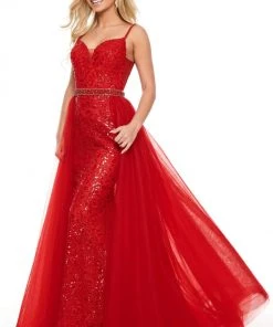 Formal Gowns Rachel Allan Prom - 7162 Sweetheart Sequin And Lace A-Line Dress