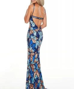 Formal Gowns Rachel Allan Prom - 7166 Sweetheart Patterned Sequin Sheath Dress