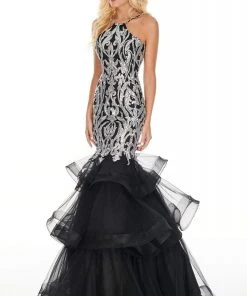 Formal Gowns Rachel Allan Prom - 7167 Halter Sequined Ruffle Trumpet Dress 6 Formal Gowns Rachel Allan Prom - 7167 Halter Sequined Ruffle Trumpet Dress