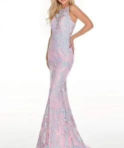 Rachel Allan Prom - 7194 Sequined Halter Neck Trumpet Dress