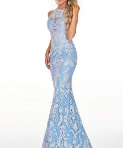 Rachel Allan Prom - 7194 Sequined Halter Neck Trumpet Dress