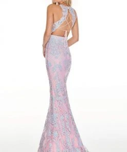 Rachel Allan Prom - 7194 Sequined Halter Neck Trumpet Dress