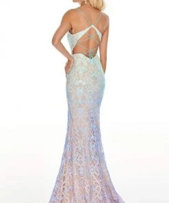 Formal Gowns Rachel Allan Prom - 7198 Embroidered Deep V-Neck Trumpet Dress 7 Formal Gowns Rachel Allan Prom - 7198 Embroidered Deep V-Neck Trumpet Dress