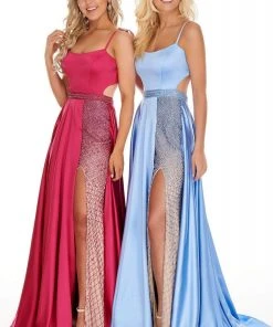 Rachel Allan Prom - 7203 Scoop Embellished Waist A-Line Dress Formal Gowns