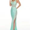Rachel Allan Prom - 7206 Embroidered V-Neck Jersey Trumpet Dress 2 Rachel Allan Prom - 7206 Embroidered V-Neck Jersey Trumpet Dress