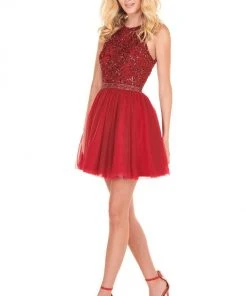 Rachel Allan Shorts - 4054 Halter Embellished Bodice A-Line Dress