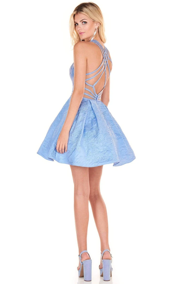 Rachel Allan Shorts - 4056 Halter Jacquard A-Line Mini Dress Cocktail Dresses 6 Rachel Allan Shorts - 4056 Halter Jacquard A-Line Mini Dress Cocktail Dresses