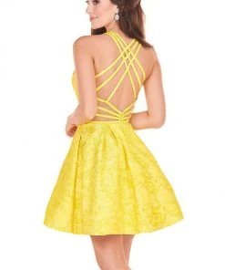 Rachel Allan Shorts - 4056 Halter Jacquard A-Line Mini Dress Cocktail Dresses 9 Rachel Allan Shorts - 4056 Halter Jacquard A-Line Mini Dress Cocktail Dresses