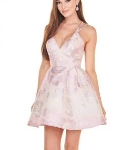 Rachel Allan Shorts - 4082 Sexy V-Neck Metallic A-Line Dress 8 Rachel Allan Shorts - 4082 Sexy V-Neck Metallic A-Line Dress