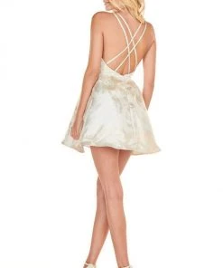 Rachel Allan Shorts - 4082 Sexy V-Neck Metallic A-Line Dress 7 Rachel Allan Shorts - 4082 Sexy V-Neck Metallic A-Line Dress