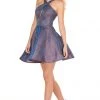 Rachel Allan Shorts - 4102 Halter Shimmer A-Line Mini Dress 2 Rachel Allan Shorts - 4102 Halter Shimmer A-Line Mini Dress
