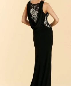 Rina Di Montella - Bejeweled Bateau Jersey Sheath Dress RD2029 7 Rina Di Montella - Bejeweled Bateau Jersey Sheath Dress RD2029