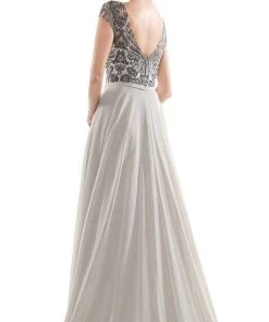 Formal Gowns Rina Di Montella - Sheer Neck Embroidered Bodice Chiffon Gown RD2719 - 3 Pcs Taupe In Sizes 6, 8 And 10 Available 7 Formal Gowns Rina Di Montella - Sheer Neck Embroidered Bodice Chiffon Gown RD2719 - 3 Pcs Taupe In Sizes 6, 8 And 10 Available