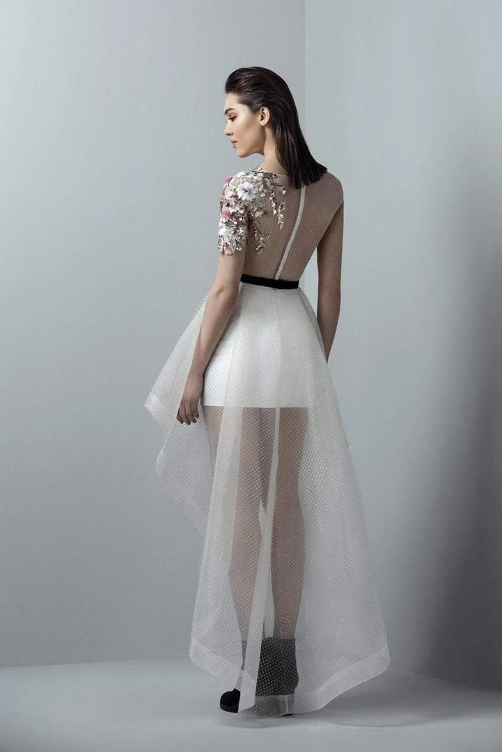 Saiid Kobeisy - 3353 Appliqued Illusion Lattice High Low Gown 4 Saiid Kobeisy - 3353 Appliqued Illusion Lattice High Low Gown