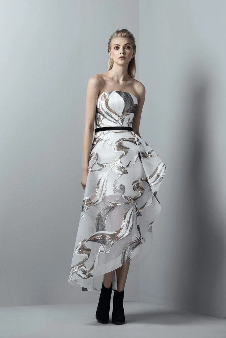 Saiid Kobeisy - 3356 Sequined Asymmetrical High Low Gown 3 Saiid Kobeisy - 3356 Sequined Asymmetrical High Low Gown