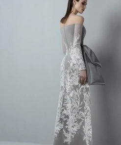 Saiid Kobeisy - 3370 Long Sleeved Illusion Jewel Sheath Dress Formal Gowns 5 Saiid Kobeisy - 3370 Long Sleeved Illusion Jewel Sheath Dress Formal Gowns