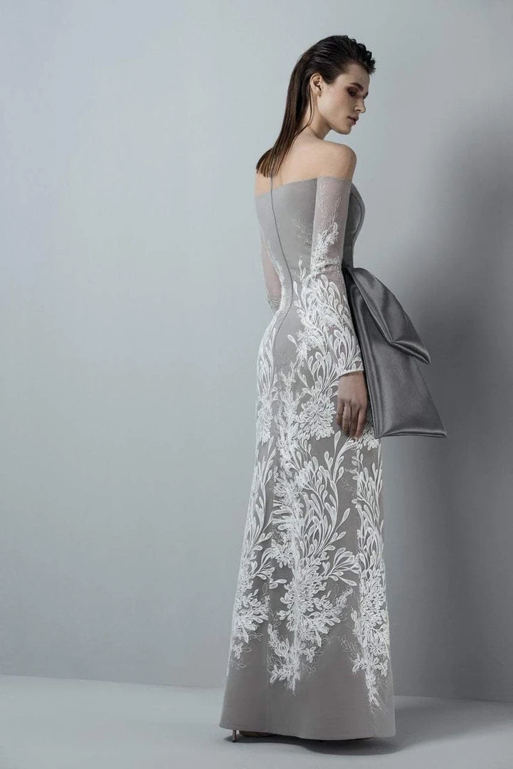 Saiid Kobeisy - 3370 Long Sleeved Illusion Jewel Sheath Dress Formal Gowns 4 Saiid Kobeisy - 3370 Long Sleeved Illusion Jewel Sheath Dress Formal Gowns