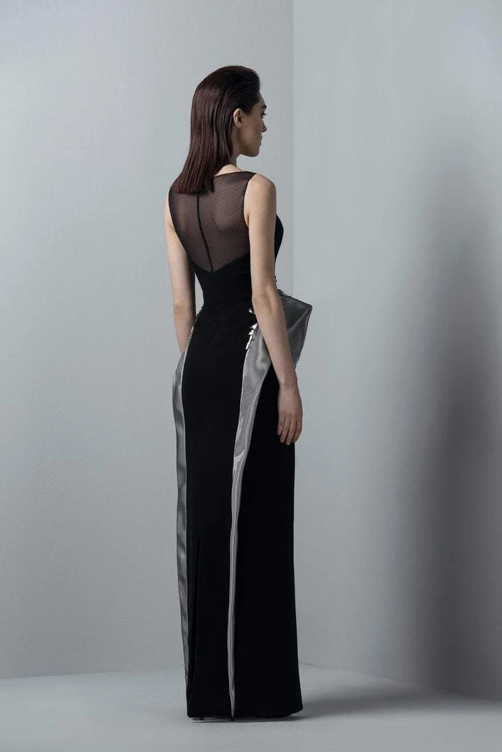 Saiid Kobeisy - 3379 Embellished Sheer Bateau Column Dress Formal Gowns 4 Saiid Kobeisy - 3379 Embellished Sheer Bateau Column Dress Formal Gowns