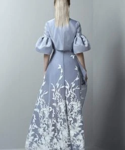 Saiid Kobeisy - 3388 Bell Sleeve Peplum High Low Evening Gown