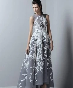 Formal Gowns Saiid Kobeisy - 3389 Sleeveless Tulle Brode High Low Gown