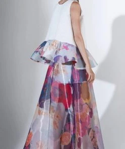 Saiid Kobeisy - 3422 Multi-Colored Tulle Organdy A-line Dress Formal Gowns 5 Saiid Kobeisy - 3422 Multi-Colored Tulle Organdy A-line Dress Formal Gowns