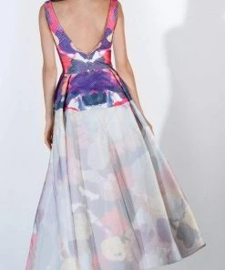 Saiid Kobeisy - 3423 Multi-Colored Tulle Brocade A-line Dress Formal Gowns 5 Saiid Kobeisy - 3423 Multi-Colored Tulle Brocade A-line Dress Formal Gowns