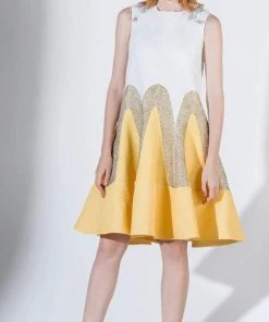 Saiid Kobeisy - 3436 Sleeveless Square Neckline Brocade Shift Dress Cocktail Dresses