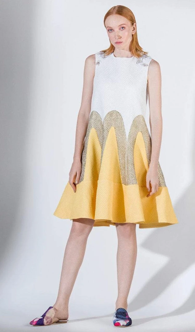 Saiid Kobeisy - 3436 Sleeveless Square Neckline Brocade Shift Dress Cocktail Dresses 3 Saiid Kobeisy - 3436 Sleeveless Square Neckline Brocade Shift Dress Cocktail Dresses