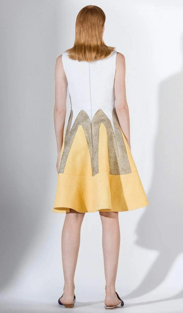 Saiid Kobeisy - 3436 Sleeveless Square Neckline Brocade Shift Dress Cocktail Dresses 4 Saiid Kobeisy - 3436 Sleeveless Square Neckline Brocade Shift Dress Cocktail Dresses