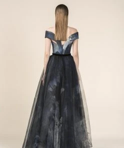 Saiid Kobeisy - RE3569 Off-Shoulder Pleated A-Line Gown