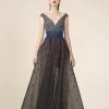 Saiid Kobeisy - RE3571 Embellished Plunging V-neck A-line Dress Formal Gowns 2 Saiid Kobeisy - RE3571 Embellished Plunging V-neck A-line Dress Formal Gowns