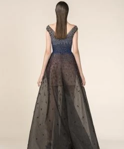 Saiid Kobeisy - RE3571 Embellished Plunging V-neck A-line Dress Formal Gowns 5 Saiid Kobeisy - RE3571 Embellished Plunging V-neck A-line Dress Formal Gowns